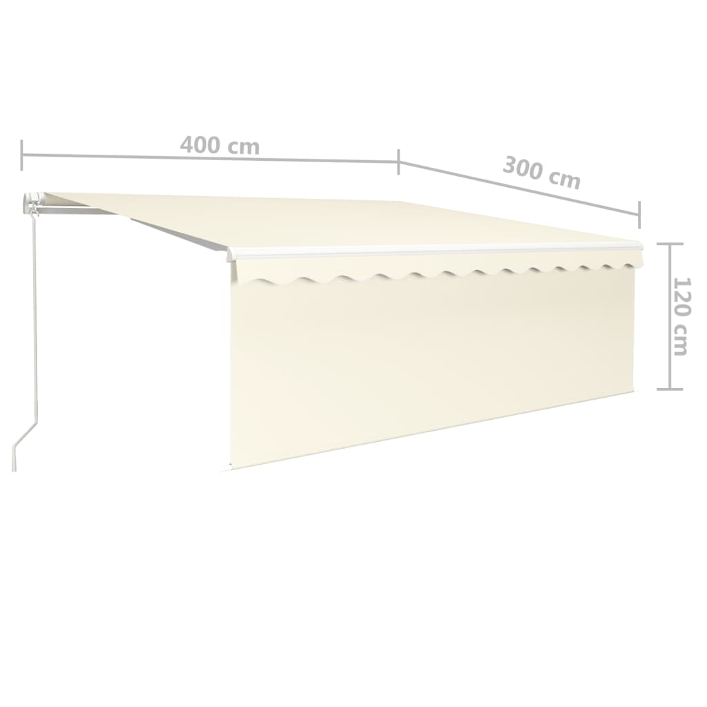 Toldo retrátil manual com estore e luzes LED 4x3 m cor creme