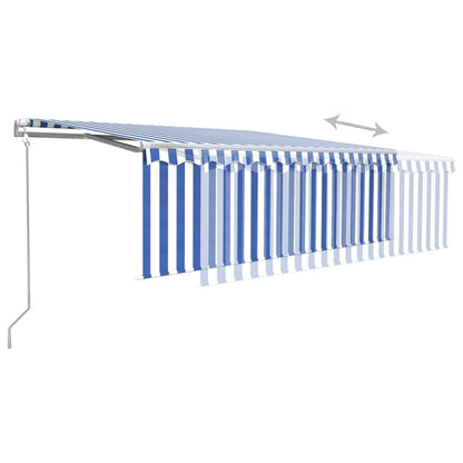 Toldo retrátil automático com estore 4x3 m azul e branco