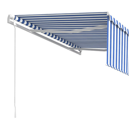 Toldo retrátil automático com estore 4x3 m azul e branco