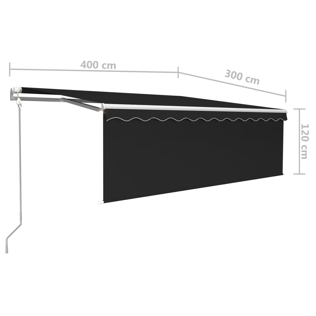 Toldo retrátil automático com estore 4x3 m antracite