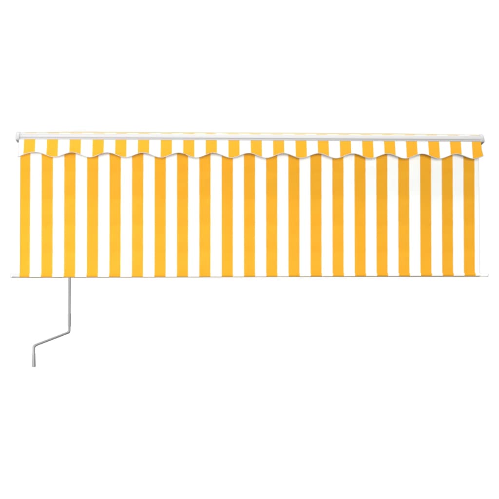 Toldo automático c/ estore/LED/sensor vento 4x3m amarelo/branco