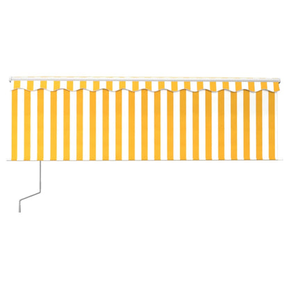 Toldo automático c/ estore/LED/sensor vento 4x3m amarelo/branco