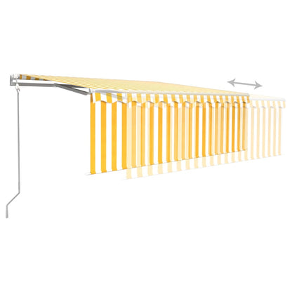 Toldo automático c/ estore/LED/sensor vento 4x3m amarelo/branco