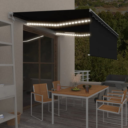 Toldo automático c/ estore/LED/sensor de vento 4x3 m antracite