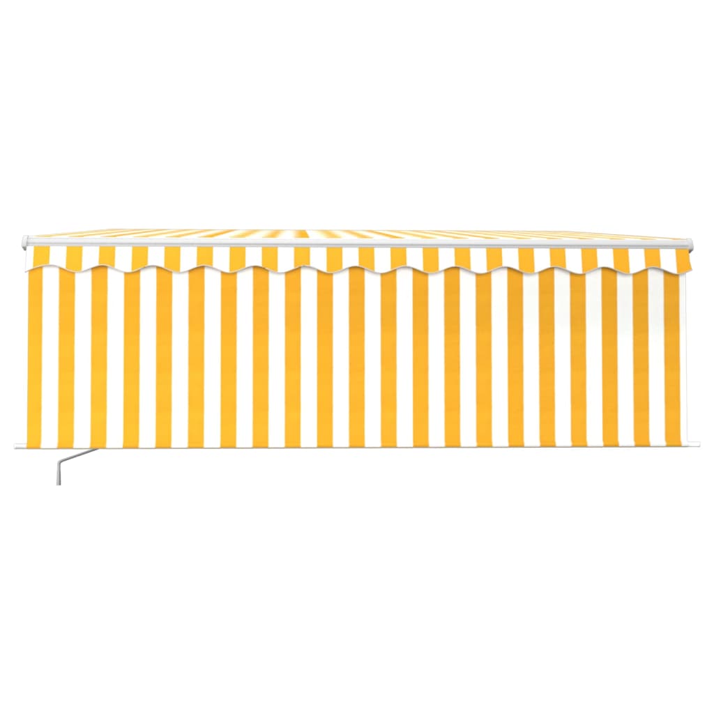 Toldo retrátil manual com estore/LED 4,5x3 m amarelo e branco