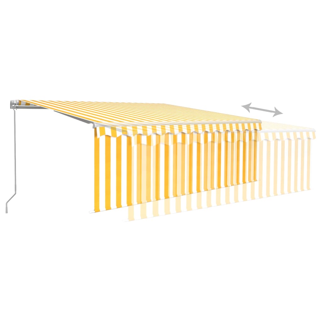 Toldo retrátil manual com estore/LED 4,5x3 m amarelo e branco