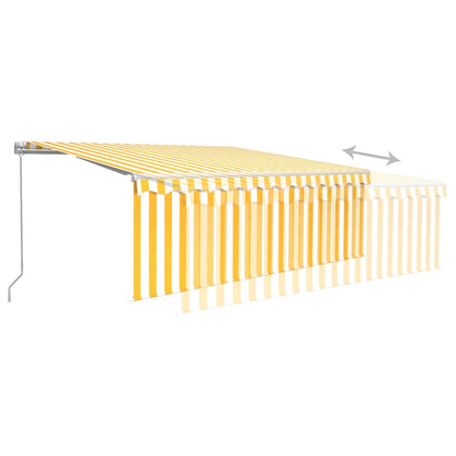 Toldo retrátil manual com estore/LED 4,5x3 m amarelo e branco