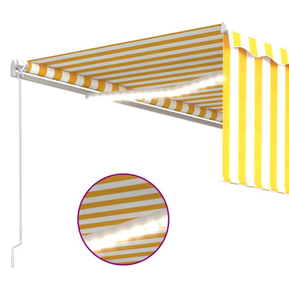 Toldo retrátil manual com estore/LED 4,5x3 m amarelo e branco