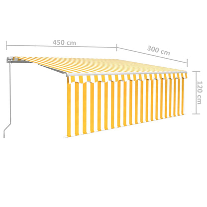 Toldo retrátil manual com estore/LED 4,5x3 m amarelo e branco