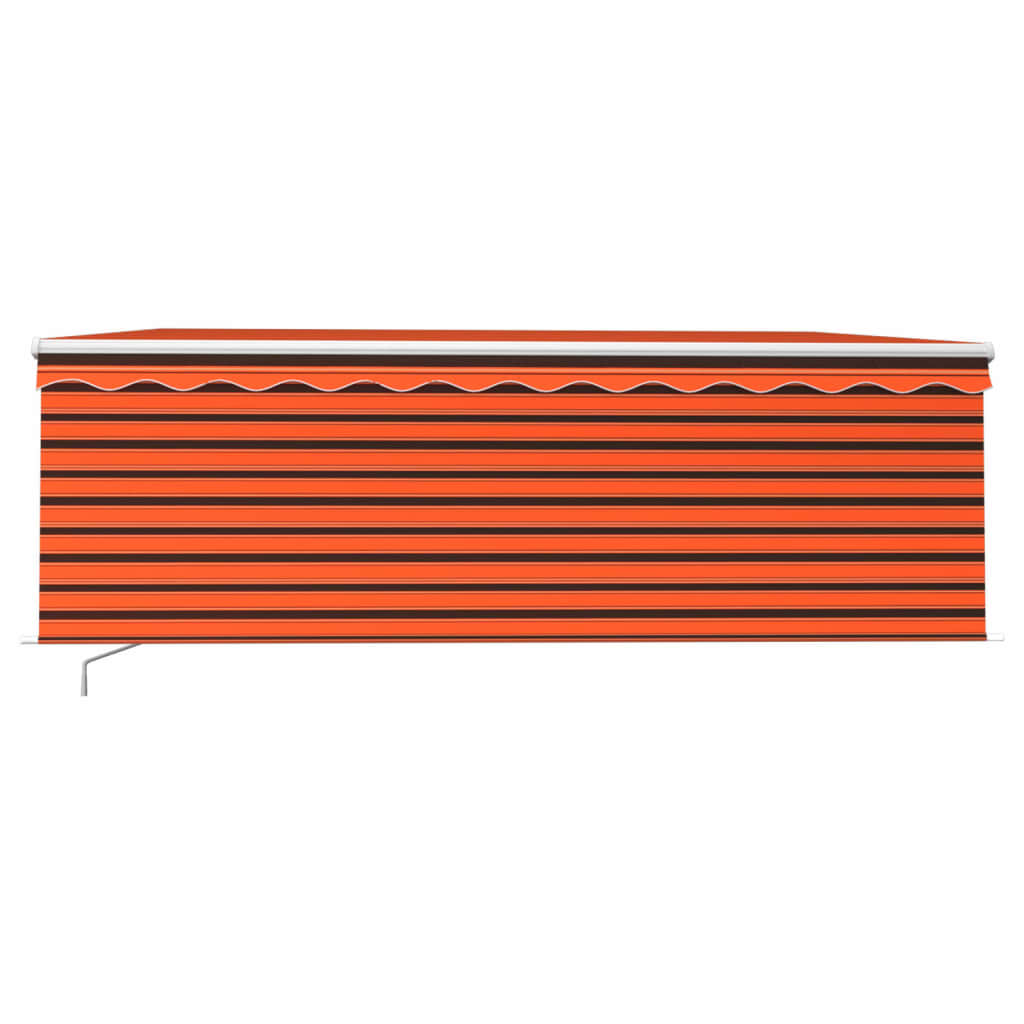 Toldo retrátil manual com estore/LED 4,5x3 m laranja/castanho