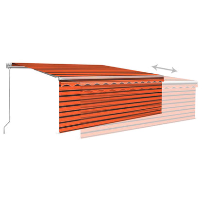 Toldo retrátil manual com estore/LED 4,5x3 m laranja/castanho