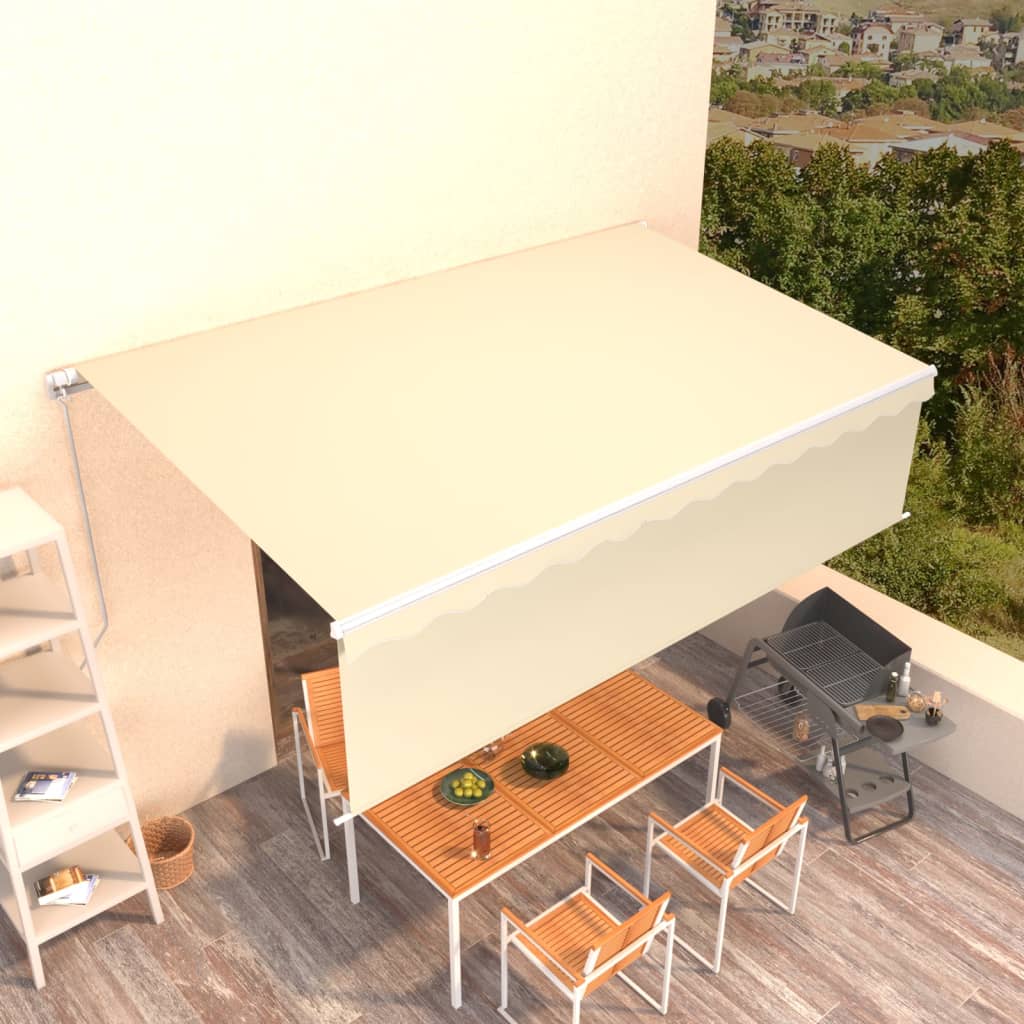 Toldo retrátil manual com estore 5x3 m cor creme