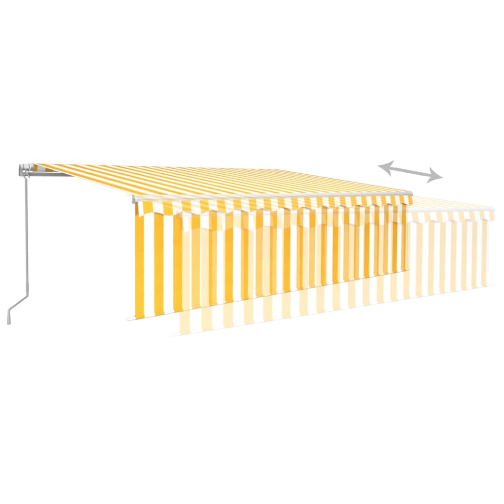 Toldo retrátil manual com estore 5x3 m amarelo e branco