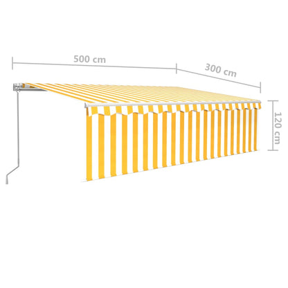 Toldo retrátil manual com estore 5x3 m amarelo e branco