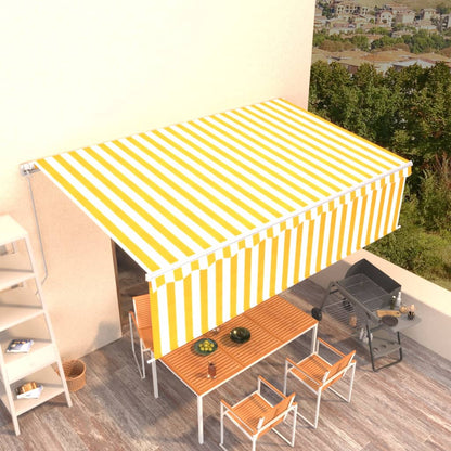 Toldo retrátil manual com estore 5x3 m amarelo e branco