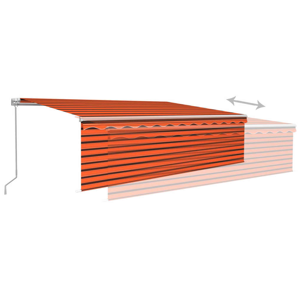 Toldo retrátil manual com estore 5x3 m laranja e castanho