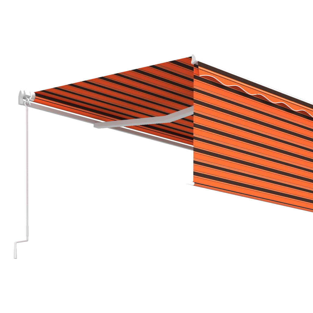 Toldo retrátil manual com estore 5x3 m laranja e castanho