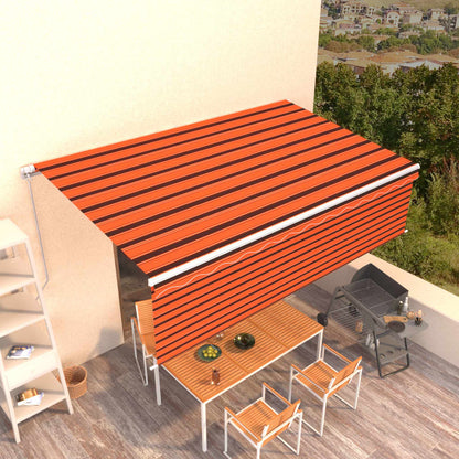 Toldo retrátil manual com estore 5x3 m laranja e castanho