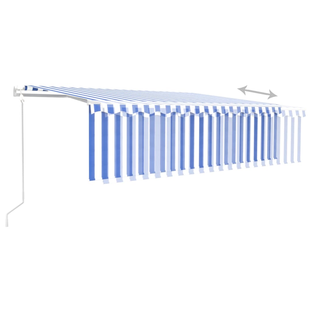 Toldo retrátil automático com estore 5x3 m azul e branco