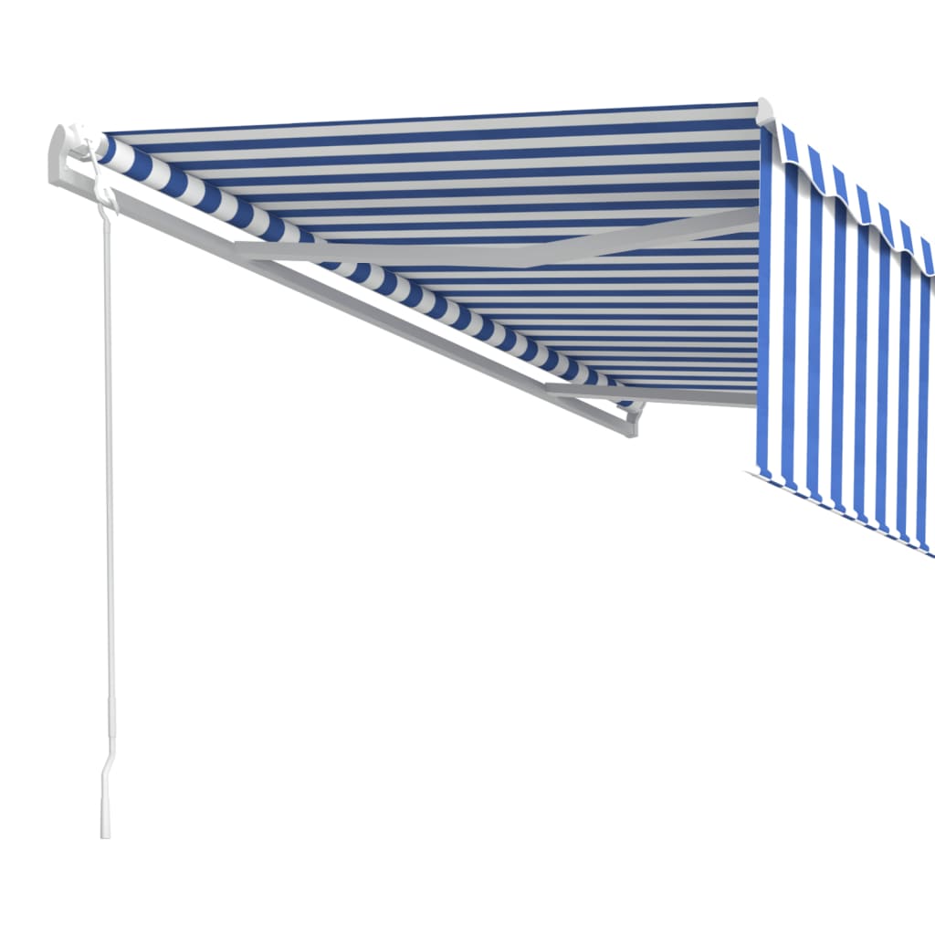 Toldo retrátil automático com estore 5x3 m azul e branco