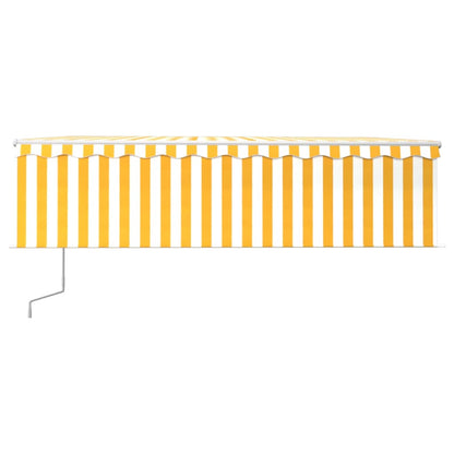 Toldo autom. c/ estore/LED/sensor de vento 5x3 m amarelo/branco