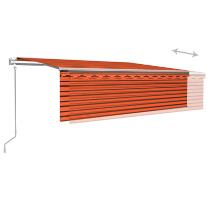 Toldo autom. c/ estore/LED/sensor vento 5x3m laranja/castanho