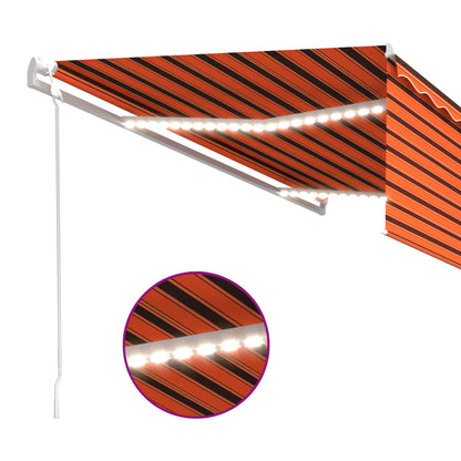 Toldo autom. c/ estore/LED/sensor vento 5x3m laranja/castanho