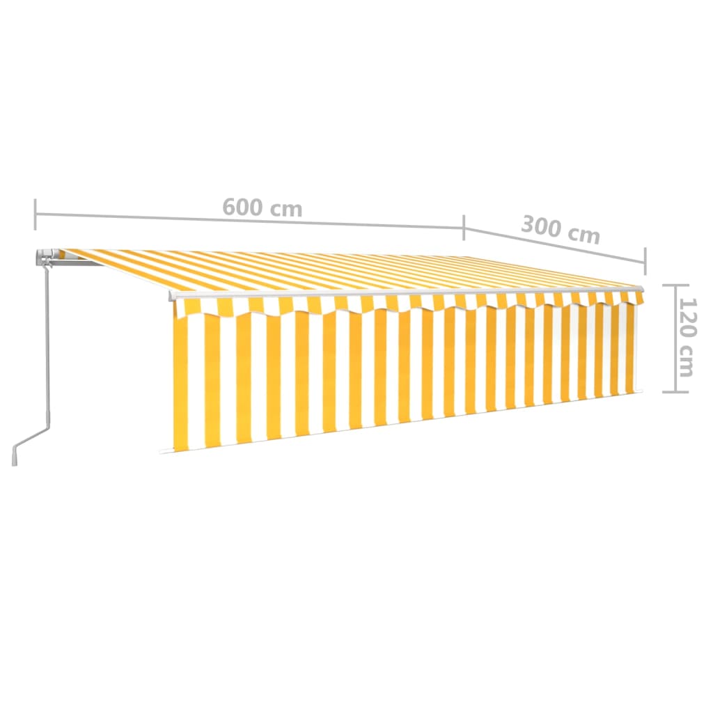 Toldo retrátil manual com estore 6x3 m amarelo e branco