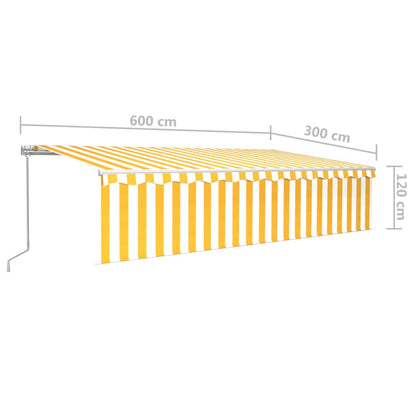 Toldo retrátil manual com estore 6x3 m amarelo e branco