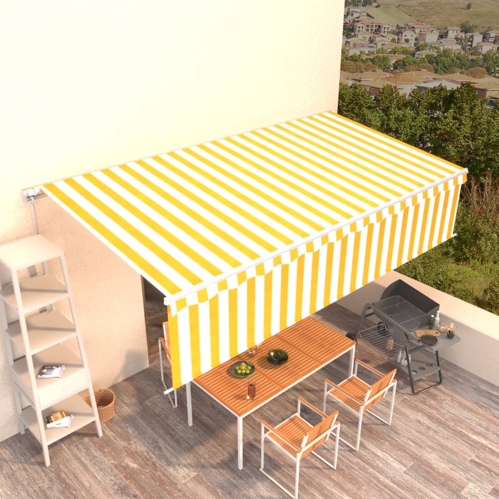 Toldo retrátil manual com estore 6x3 m amarelo e branco