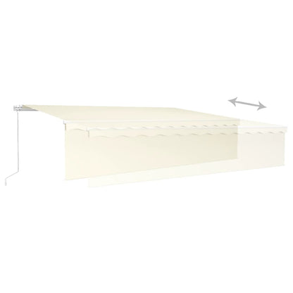 Toldo retrátil manual com estore/LED 6x3 m cor creme