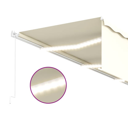 Toldo retrátil manual com estore/LED 6x3 m cor creme