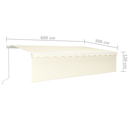 Toldo retrátil manual com estore/LED 6x3 m cor creme