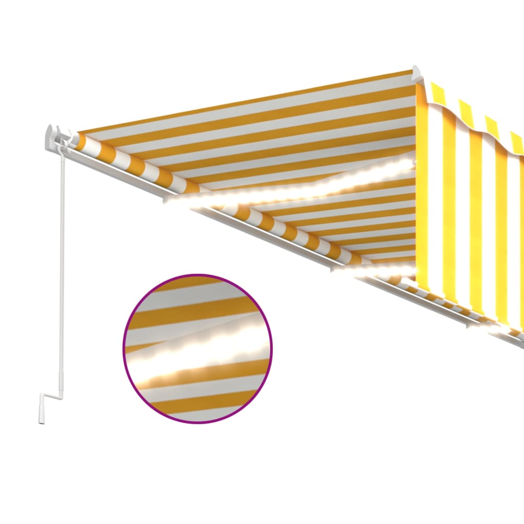 Toldo retrátil manual com estore/LED 6x3 m amarelo e branco