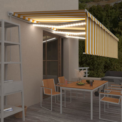 Toldo retrátil manual com estore/LED 6x3 m amarelo e branco