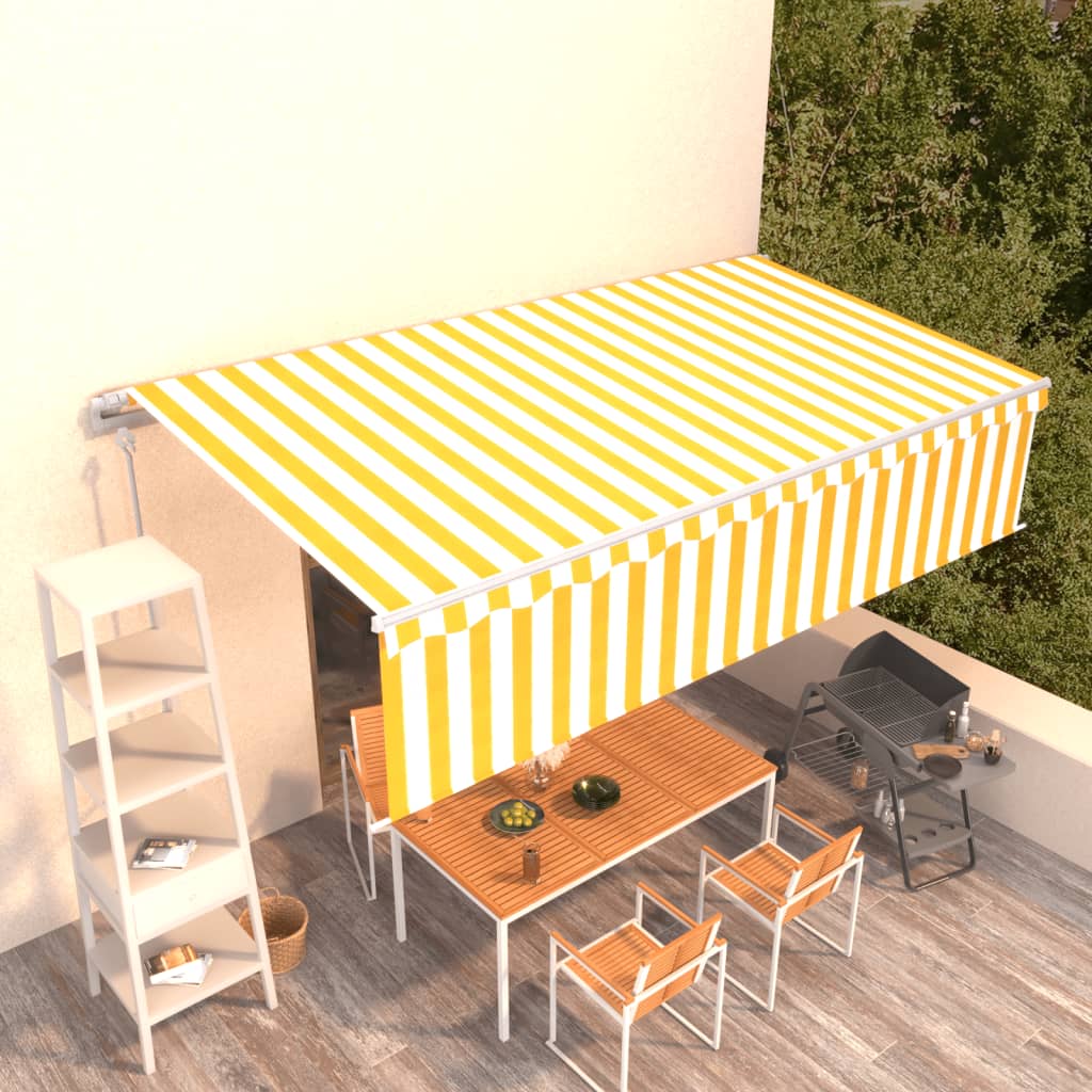 Toldo retrátil automático com estore 6x3 m amarelo e branco