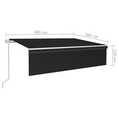 Toldo automático c/ estore/LED/sensor de vento 6x3 m antracite