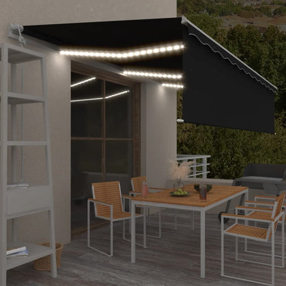 Toldo automático c/ estore/LED/sensor de vento 6x3 m antracite