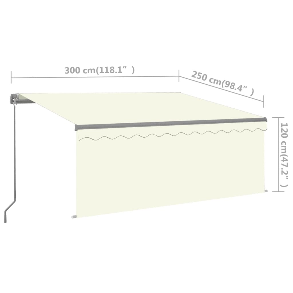 Toldo retrátil manual com estore 3x2,5 m cor creme