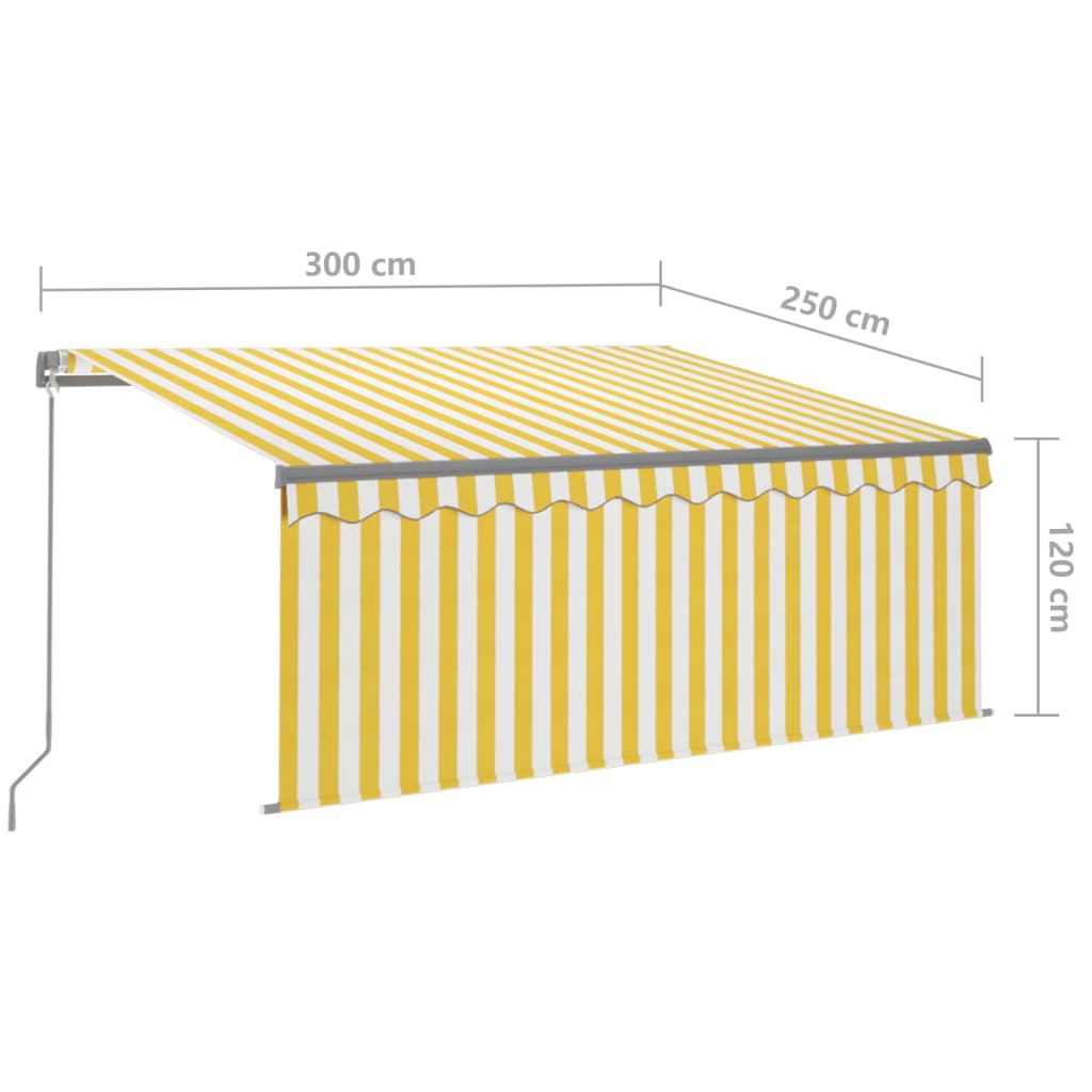 Toldo retrátil manual com estore 3x2,5 m amarelo e branco