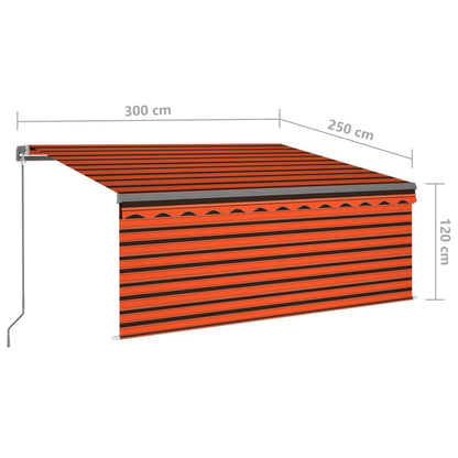 Toldo retrátil manual com estore 3x2,5 m laranja e castanho