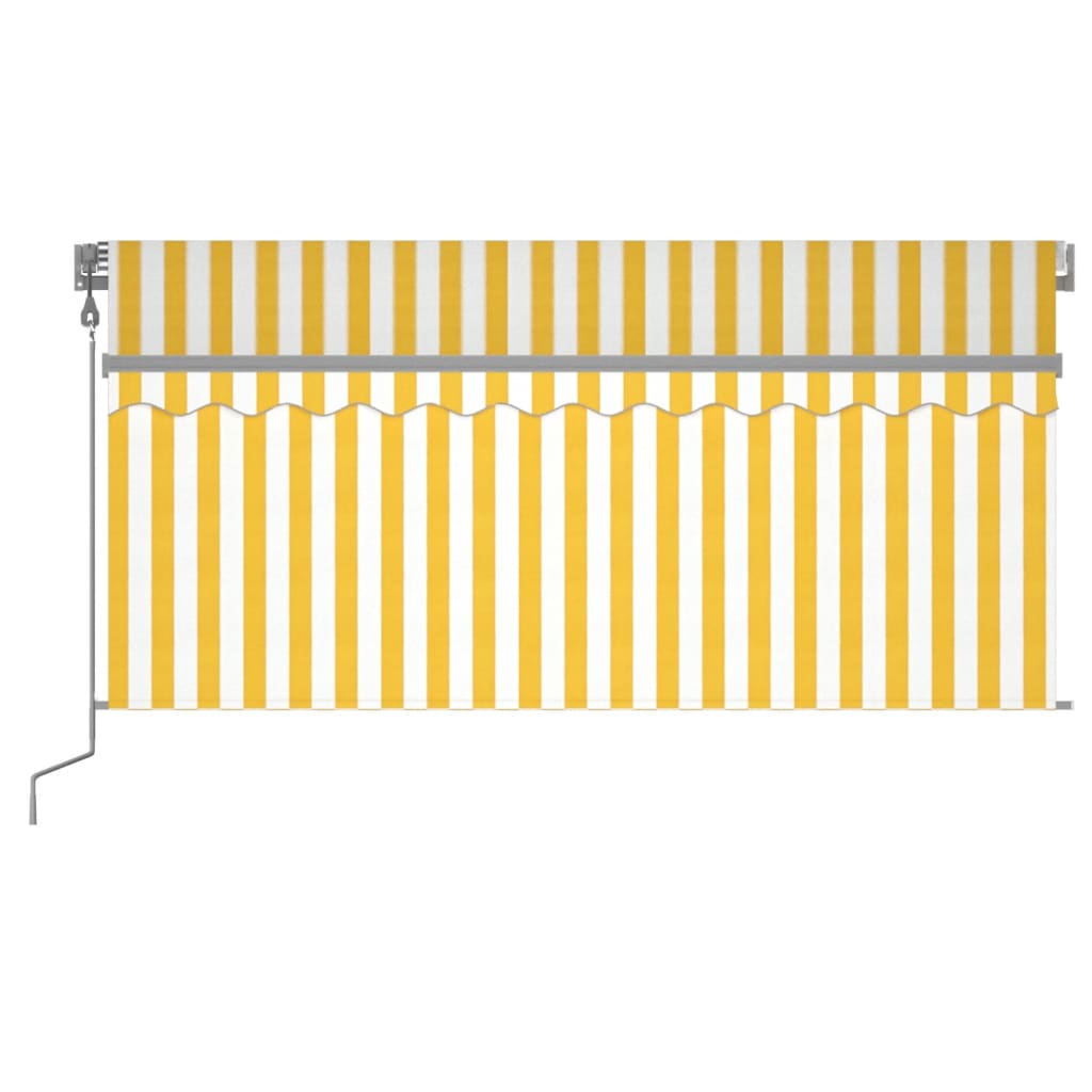 Toldo autom. c/ estore/LED/sensor vento 3x2,5m amarelo/branco