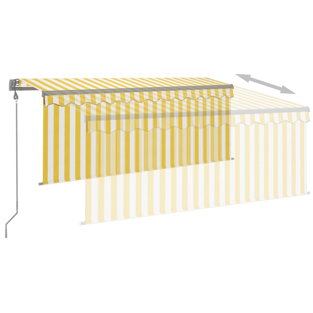 Toldo autom. c/ estore/LED/sensor vento 3x2,5m amarelo/branco