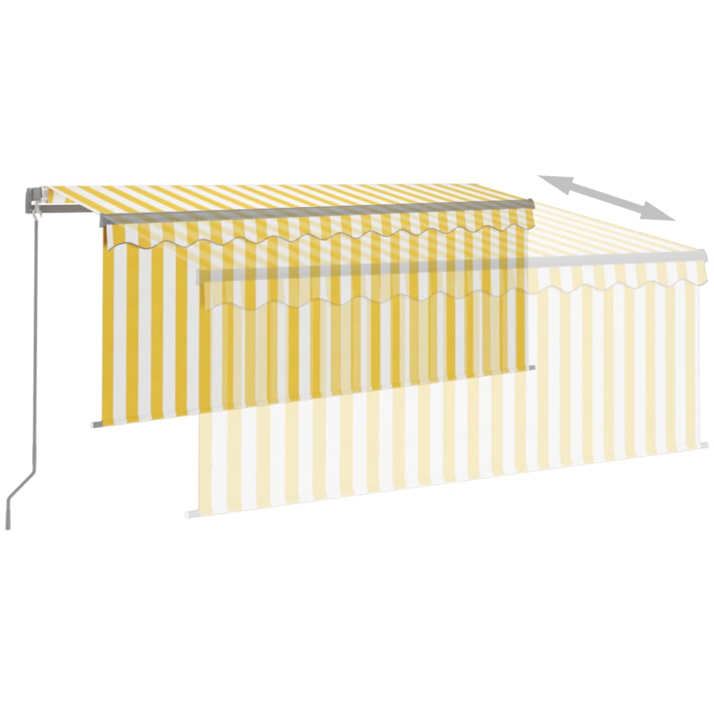 Toldo retrátil manual com estore/LED 3,5x2,5 m amarelo e branco