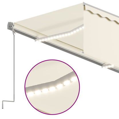 Toldo automático c/ estore/LED/sensor vento 3,5x2,5 m cor creme