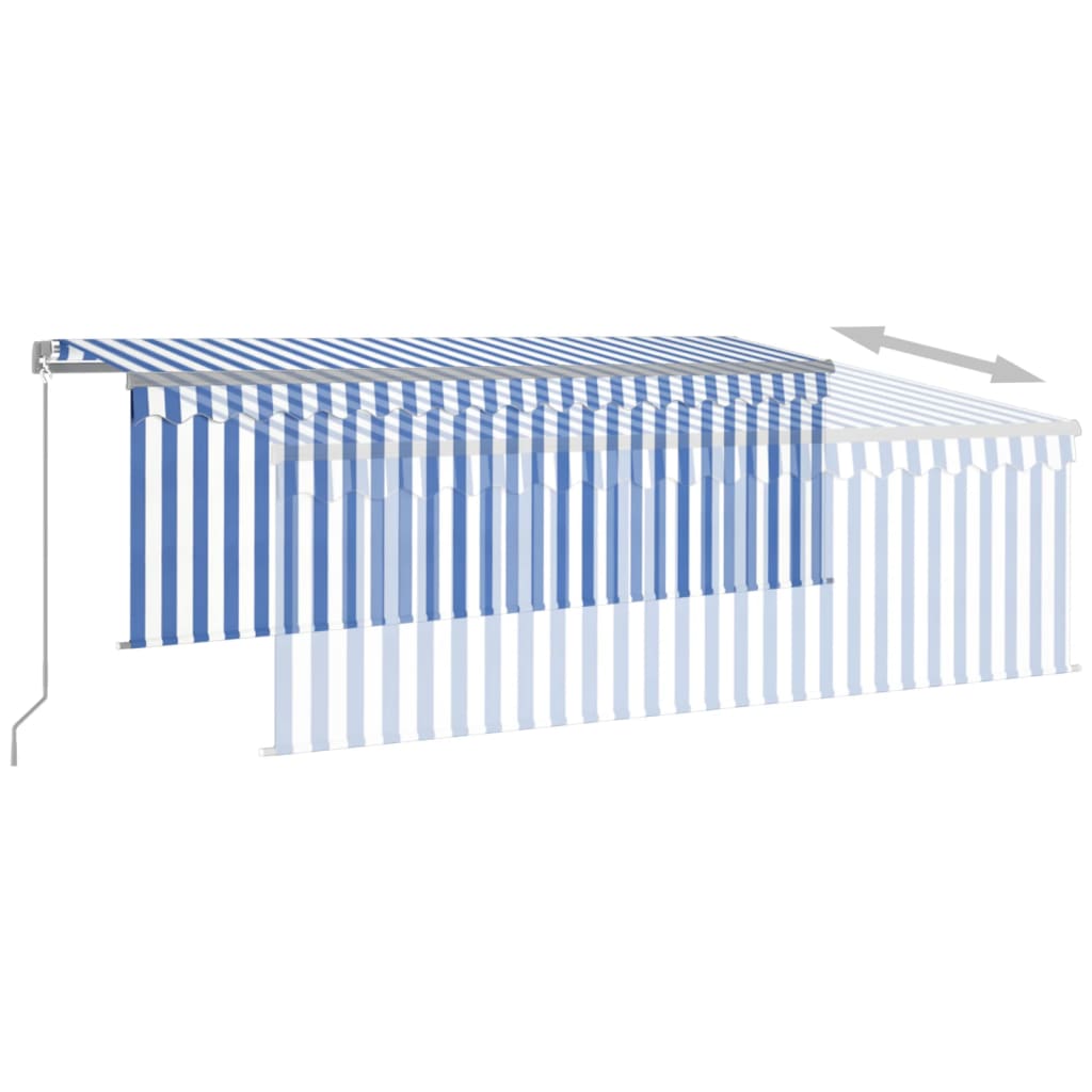 Toldo retrátil manual com estore 4x3 m azul e branco