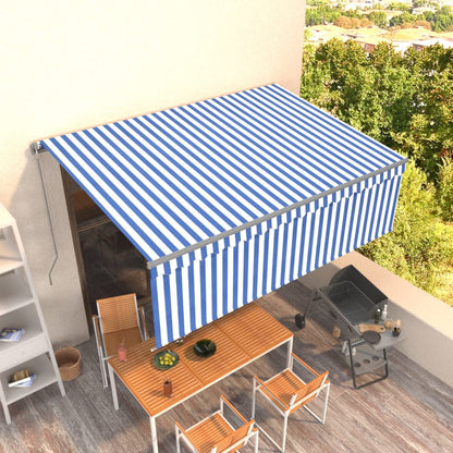 Toldo retrátil manual com estore 4x3 m azul e branco