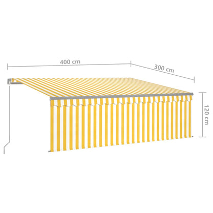 Toldo retrátil manual com estore 4x3 m amarelo e branco