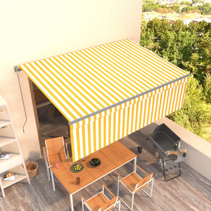 Toldo retrátil manual com estore 4x3 m amarelo e branco