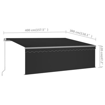 Toldo retrátil manual com estore 4x3 m antracite